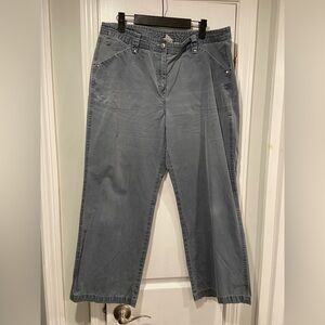 L.L. Bean Size 16P Blue Rip Stop Outdoor Hiking Pants Straight Leg Zip Up